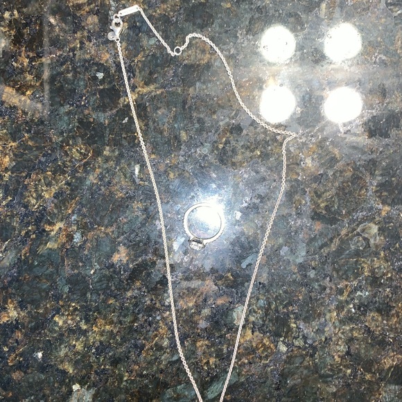 Pandora Heart Silver Necklace and Ring Set